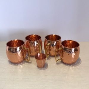 Handmade Hammered Copper Mugs Set of 4